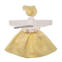 Korean Traditional Clothing Dress Hanbok Girl Baby 100th Days First Birthday Dol Party Celebrations White Yellow HGGH09