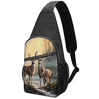 Camouflage Reindeer Sling Bag Crossbody Backpack Travel Chest Bag Hiking Daypack