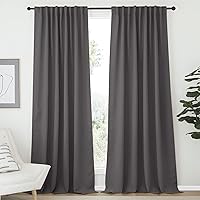 NICETOWN Blackout Curtain Panels Window Draperies - (Grey Color) 70x95 inch, 2 Pieces, Insulating Room Darkening Blackout Drapes for Bedroom