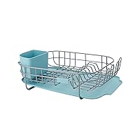 KitchenAid Low Profile Compact Dishrack with Removable Flatware Caddy and Angled Self-Draining Board, Rust Resistant Wires, 12.59 x 17.55 x 6.29 Inch, Mineral Water