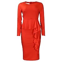 Women's Elegant Long Sleeve Formal Dress Party Cocktail Pencil Midi Dress Vintage Bodycon Wedding Dress