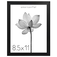 Americanflat 8.5x11 Picture Frame in Black - Deep Molding Frame with Shatter-Resistant Glass, Built-in Easel, and Hanging Hardware Included for Wall and Tabletop Display