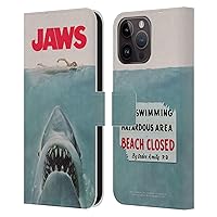 Head Case Designs Officially Licensed Jaws Poster I Key Art Leather Book Wallet Case Cover Compatible with Apple iPhone 15 Pro Max