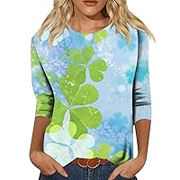 3/4 Sleeve Tshirt Ladies Tops St.Patrick's Day Printed Shirt Loose Blouse Trendy Crewneck Daily Tunic Tee
