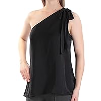 Womens One Shoulder Sleeveless Pullover Top Black L