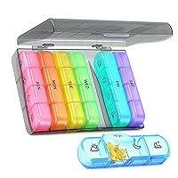 Portable Rainbow for Pill Box Storage Organizer Plastic Moisture Proof Elderly Patient Eating Tablet Supplies Present Outdoor Pill Box
