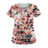 Women's Scrubs Loose Tops Plus Size Casual V Neck Short Sleeve Casual Summer T-Shirts Tops Shirts Work, S-5XL