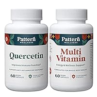 Pattern Wellness 2-Pack Multivitamin & Quercetin Supplements - Energy & Wellness Support - Cardiovascular & Cholesterol Health - 120 Vegan Capsules