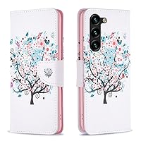 Flip Case for Samsung Galaxy S24 Plus,Butterfly Smile Bear Floral Pattern Pu Leather Wallet Kickstand Cover