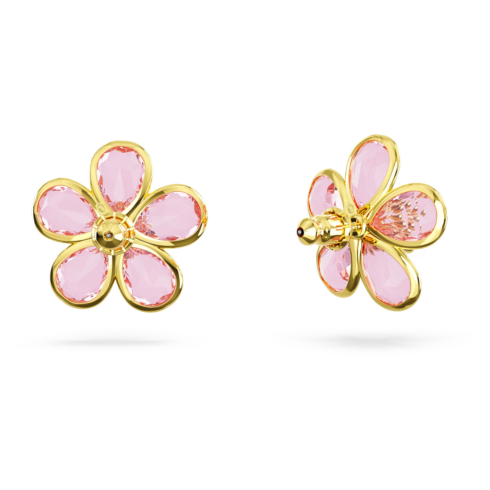 Swarovski Florere Pierced Stud Earrings with Yellow Crystals in Flower Motif on Gold-Tone Finish, Part of the Swarovski Florere Collection