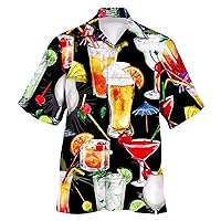 Mens Beer Wine Hawaiian Shirts Casual Tropical Button Down Short Sleeve Shirts Drinking Alcohol Funny Tee Shirts