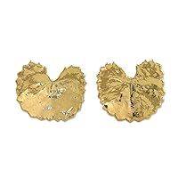 Handmade .925 Sterling Silver 22k Gold Plated Natural Leaf Button Earrings Centella from Thailand Flower Or Tree [0.6 in L x 0.6 in W] 'Shining Pennywort'
