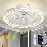 REDSTAR Smart LED Ceiling Fans - 19 inch Flush Mount Ceiling Fan with Light Modern, APP Control, 3 Color Stepless Dimmable, 6 Speed Quiet Reversible, White