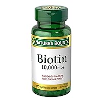 Nature’s Bounty Biotin, Supports Healthy Hair, Skin and Nails, 10000 mcg, Rapid Release Softgels, 120 Ct