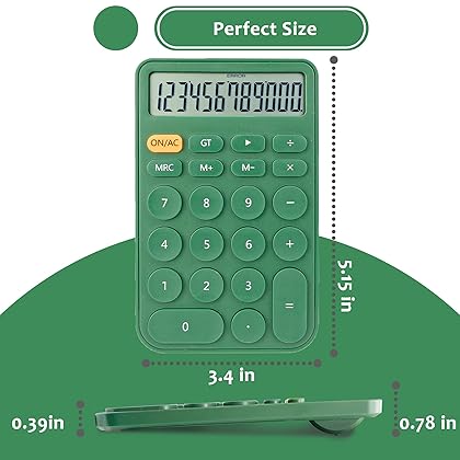 VEWINGL Standard Calculator 12 Digit,Desktop Large Display and Buttons,Calculator with Large LCD Display for Office,School, Home & Business Use,Automatic Sleep,with Battery (Green) XT100