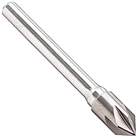 KEO 55794 Solid Carbide Single-End Countersink, Uncoated (Bright) Finish, 6 Flutes, 82 Degree Point Angle, Round Shank, 1/4