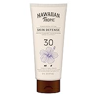 Hawaiian Tropic Skin Defense Sunscreen Lotion SPF 30, 6oz | SPF 30 Sunscreen Lotion with Green Tea Extract, Sunscreen Body Lotion, Oxybenzone Free Sunscreen, 6oz