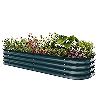 EAST OAK Raised Garden Bed Kits, Galvanized Raised Bed for Gardening Vegetables Flowers 6 x 2 x 1ft, Metal Raised Planter Bed for Water Trough, Garden Boxes and Metal Planters Outdoor Emerald Green