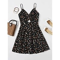 Summer Dresses for Women 2022 Allover Floral Print Twist Bust Slip Dress Dresses for Women (Color : Multicolor, Size : X-Small)
