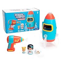 Educational Insights Design & Drill Bolt Buddies Rocket Take Apart Toy with Electric Toy Drill, Preschool STEM Toy, Easter Basket Stuffer, Gift for Boys & Girls, Ages 3+