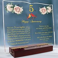 5 Year Anniversary Romantic Gifts for Her or Him, Perfect 5th Anniversary Presents for Wife, husband, Couples, Wood 5th Wedding Anniversary Decoration Gifts For 5 Year Marriage Anniversary.