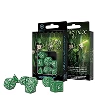 Q-Workshop Elvish Dice Green and White - Set of 7 Dice