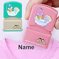 Custom Name Stamp for Baby Children's Teacher Clothing,DIY Personalized Name Seal Stamps for Clothes Daycare Kindergarten (Pink and Sticker)