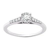 1/2 ct. T.W. Lab Diamond (SI1-SI2 Clarity, F-G Color) and Sterling Silver Engagement Ring