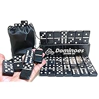 Classic Black Double Six Dominoes Set - Quality, Travel-Friendly, Ideal Gift Large Size Black Color Perfect for The Whole Family Adults Kids Seniors