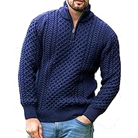 Men's Irish Fisherman Sweaters Cable Knit Half Zip Jacquard Pullover Sweater