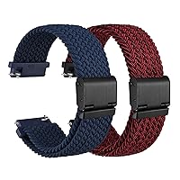 WOCCI 2 Packs Braided Nylon Watch Bands for Men and Women, Quick Release, Compatible Watch Lug Width 18mm 20mm 22mm 24mm