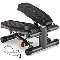 Steppers for Exercise, 16-Level Adjustable Resistance Stair Steppers with Arm Training Bands for Home Fitness, Mini Steppers with Max 330LBS Loading Bearing Portable Home Exercise Equipment