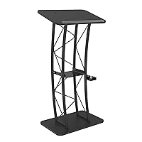 Curved Podium, Truss Metal/Wood Pulpit Lectern with A Cup Holder 11568-H