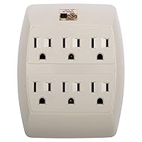 6 Grounded Outlets, 4 x 4.75 inches, Beige