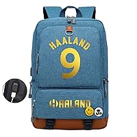 Unisex Erling Haaland Bookbag Casual Knapsack with USB Charging Port-Lightweight Canvas Bag for Youth,Teens