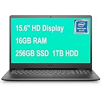Dell Inspiron 15 3000 3502 Flagship Laptop Computer 15.6” HD Anti-Glare Narrow Border Display Intel Quad-Core Pentium Silver N5030 16GB RAM 256GB SSD 1TB HDD HDMI WiFi5 Webcam Win10 Black (Renewed)