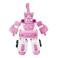 Super Wings - 7' Dizzy's Rescue Tow with 2' Pink Transform-a-Bot Mini Figure,Transforming Airplane Toy Vehicle Set,Toy for 3 4 5 Year Old Boys and Girls,US720314