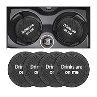 8sanlione Car Cup Coaster, 4Pcs 2.75 Inch Auto Cup Holder Insert Coasters, Non-Slip Waterproof Embedded Drink Mat, Automotive Interior Accessories for Men and Women (B Black/4PCS)
