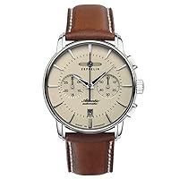 Zeppelin Atlantic 8422 Men's Watch with Leather Strap Automatic Chrono Sapphire Coated K1 Glass
