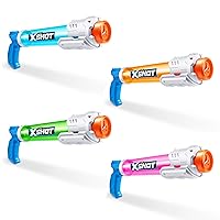 X-Shot Water Warfare Small Tube Soaker (4 Pack) by ZURU Super Soaking Pump Action, Pool Party Pack, Fills up to 380ml, Shoots up to 8 Meters, for Boys, Girls, Children