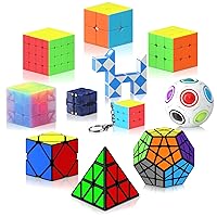 Vdealen 11 Pack Speed Cube Set Puzzle Cube Bundle Fidget Ball 2x2 3x3 4x4 Pyramid Dodecahedron Skewb Snake Infinity Magic Cube, Smooth Cube Pack Toys Gift for Kids & Adults