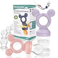 Baby Food Feeder/Fruit Feeder Pacifier Nibbler, BPA Free Infant Teether, Teething Toy for 6-12 Months (2-Pack with 3 Sizes Silicone Mesh) (Lavender & Tender Pink)