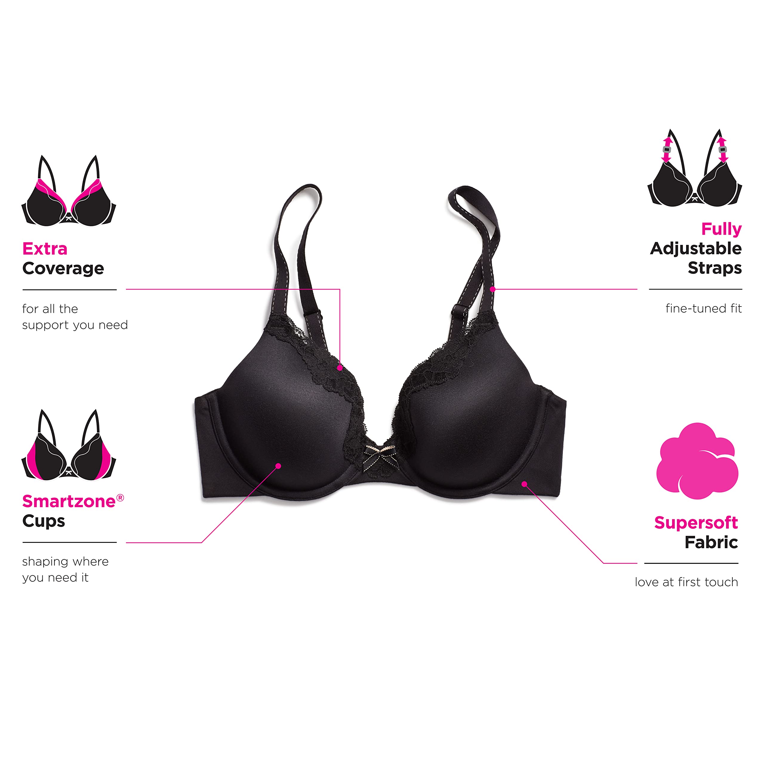 Maidenform Comfort Devotion Lace Bra, Smoothing Full-Coverage T-Shirt Bra for Everyday Comfort, Comfortable Lace Bra
