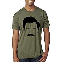 Parks and Rec Fans Ron Swanson Mustache Face Silhouette Pop Culture Mens Premium Tri Blend T-Shirt