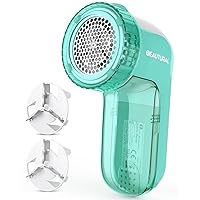 Fabric Shaver and Lint Remover, Sweater Defuzzer with 2-Speeds, 2 Replaceable Stainless Steel Blades, Battery Operated, Remove Clothes Fuzz, Lint Balls, Pills, Bobbles