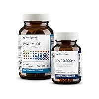 Essential Wellness Duo: D3 10,000 + K - for Immune Support, Bone Health & Heart Health - 60 Softgels & PhytoMulti Without Iron - Daily Multivitamin for Overall Health & Aging - 60 Tablets
