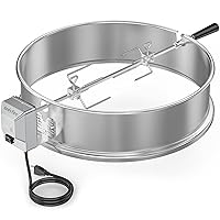 onlyfire Stainless Steel Rotisserie Ring Kit for Weber 22 Inch Charcoal Kettle and Other Similar Grills