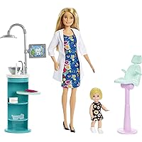 Barbie Careers Doll & Playset, Dentist Theme with Blonde Fashion Doll, 1 Patient Doll, Furniture & Accessories