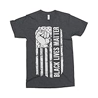 Threadrock Men's Black Lives Matter American Flag T-Shirt
