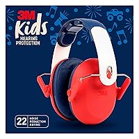 3M Kids Hearing Protection, Hearing Protection for Children with Adjustable Headband, 22dB Noise Reduction Rating, Studying, Quiet, Concerts, Events, Fireworks, For Indoor and Outdoor Use, Red